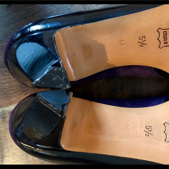 BALLY Purple Suede/Black Leather Kitten Heels - Picture 7 of 7
